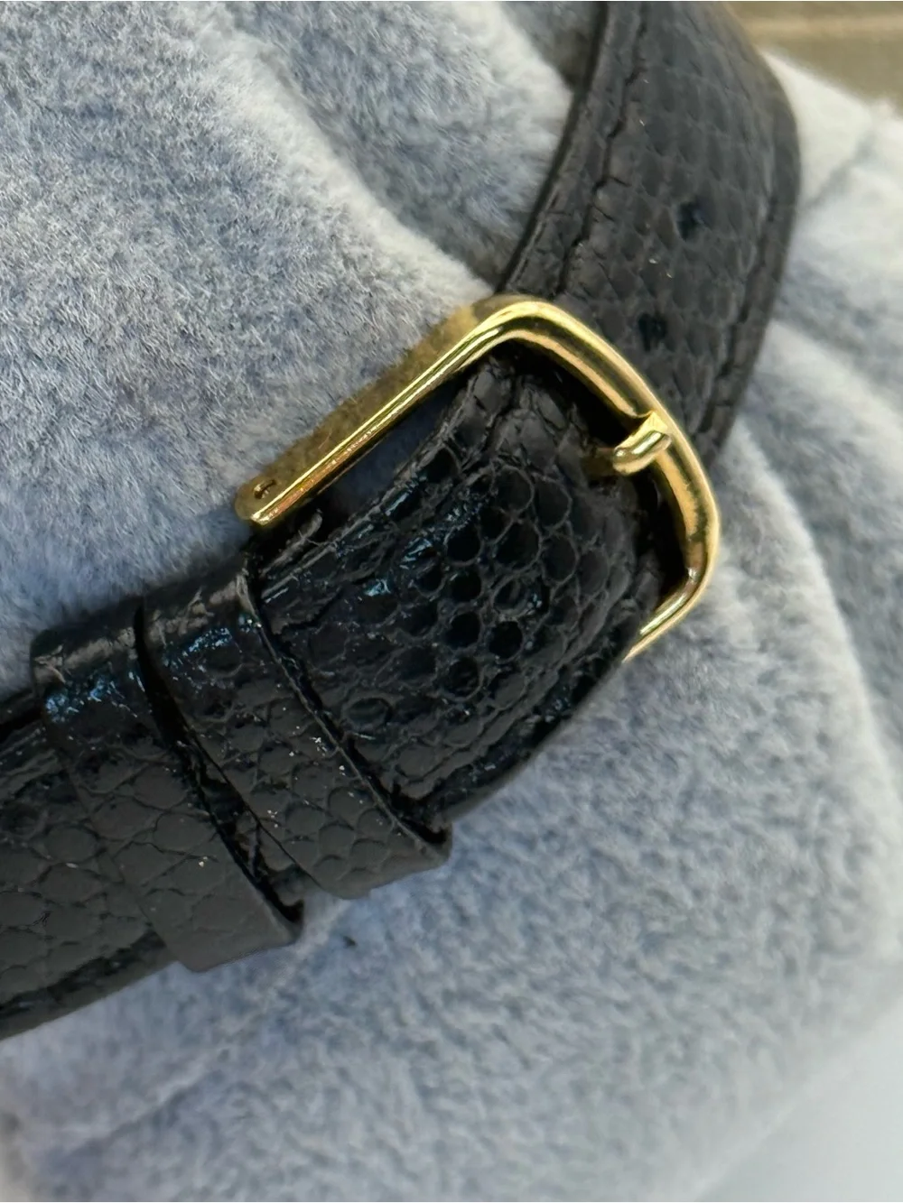 Navarre Gold Case Black Strap Blue Dial Diamond Quartz Watch